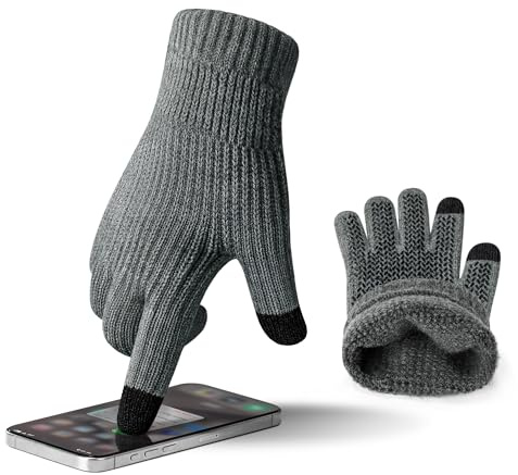 ineepor Guanti Invernali Uomo Donna Touchscreen di Alpaca Termica, in Calda Lana Antiscivolo per Guida Computer Smartphone Lavoro, Sportivi Anti-Freddo per Sci, Ciclismo, Moto, Corsa