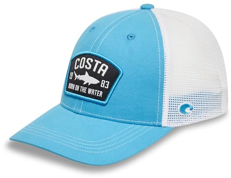 Costa Del Mar Mens Costa Chatham Shark Twill Trucker Hat, Costa Blue, One Size