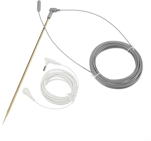 SiSinkal Kit de Tige de Mise à la Terre en cuivre de 30 cm avec câble de Terre de 16 m pour Tapis de Mise à la Terre, draps, couvertures, système de sécurité pour intérieur et extérieur