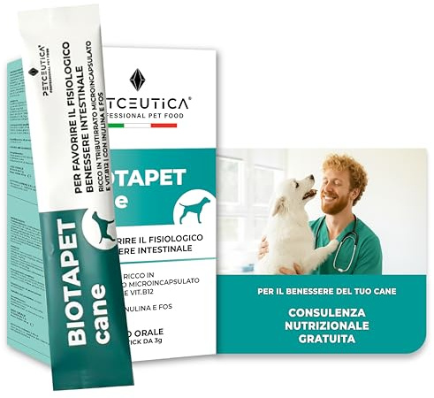 PETCEUTICA Integratore per Cani, Probiotici e Prebiotici, Tris-Biotico, 15 Stick da 3 ml, Bianco, Made in Italy