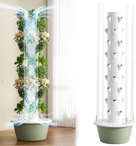 Automated Hydroponic Vertical Tower Garden with Led Grow Lights - 9-Layer Indoor Aeroponics Kit for Herbs & Vegetables - Space-Saving Indoor Growing System 9Layer