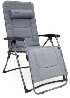 Vango Riviera Zero Gravity Lounger, Padded Reclining Camping Chair with Adjustable Headrest, Folding Outdoor Relaxer Chair for Garden, Camping, Caravan & Patio, 140kg Capacity