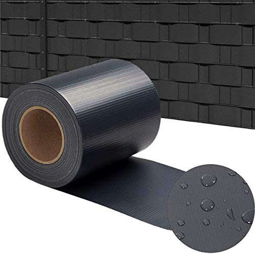 AufuN PVC Sichtschutzstreifen Sichtschutzfolie inkl. 20 Stücke Befestigungsclips 450g/m² Windschutz Garten Doppelstabmattenzaun (35m x 19cm, Anthrazit)