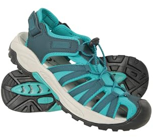 Mountain Warehouse Seaside Womens Drainage Shandals - Lightweight Sandals, Hook & Loop Fastening Shoes, Neoprene Footwear - Spring Summer, Beach, Poolside Teal Adult Shoe Size 6
