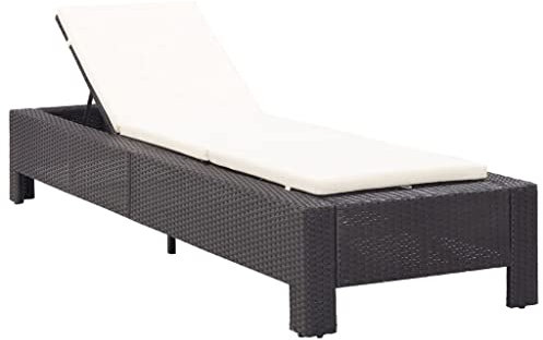 vidaXL Sonnenliege mit Auflage Liege Lounge Gartenliege Relaxliege Liegestuhl Rattanliege Rattanmöbel Gartenmöbel Schwarz Poly Rattan