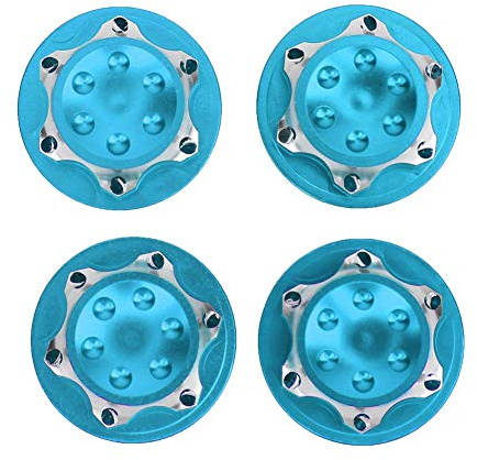 Vbest life Pack de 4 écrous de moyeu de Roue 17 mm en Alliage d'aluminium – Couvercles Anti-poussière pour modèles RC 1/8, Accessoires de Remplacement pour Voiture radiocommandée (Bleu)