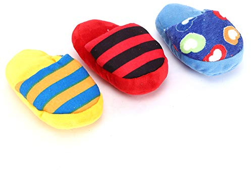 Pssopp Jouets à Mâcher pour Chien en Peluche, 3 Pièces, Forme Pantoufle, Sonore, Nettoyage des Dents