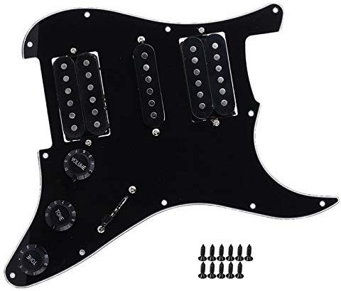 Laddad Elektrisk Gitarr Pickguard Prewired Pickguard med HSH Pickup för ST/SQ Elgitarrer(svart)