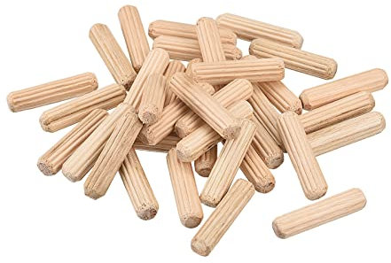 sourcing map Lot de 36 chevilles en bois 6 x 25 mm avec extrémités cannelées biseautées en bois dur séché au four pour le travail du bois, les étagères