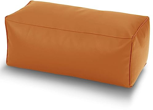 Green Bean Sitzhocker aus Kunstleder - Pouf mit EPS Perlen Füllung - 70 x 33 x 28cm - perfekte Ergänzung zum Sitzsack - Sitzwürfel Sitzkissen Hocker Fußhocker - Cognac