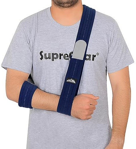supregear Armschlinge, Verstellbar Leicht Komfortabel Schulterschlinge, Atmungsaktiv, Medizinische Schulterstütze für Verletzten Arm/Hand/Ellenbogen, Dunkelblau