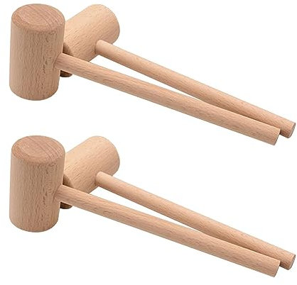 4 martillos de madera para manualidades, mazos de madera con mango de madera, martillos de madera maciza, mazos de madera para cangrejo langosta