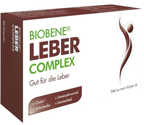 Biobene Leber Complex - mit Cholin, Artischockenextrakt, Mariendistelextrakt, Löwenzahnwurzelextrakt, Quercetin, Holunderextrakt - pflanzlicher Wohlfühl-Complex 60 Kapseln