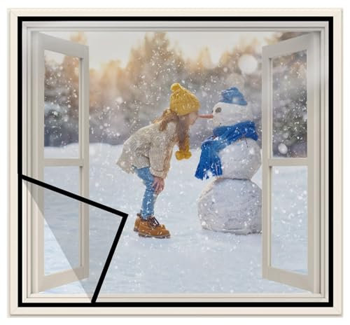 Window Insulation Kit-Includes Self Adhesive Fixing Tape 110x135cm Draught Excluder,for Waterproof, Windproof, Dust Proof，Black