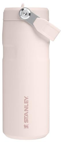 Stanley IceFlow Flip Straw 2.0 Water Bottle 16 oz | Built-In Straw with Larger Opening | Lightweight and Leak Resistant | Insulated Stainless Steel | BPA-Free | Rose Quartz