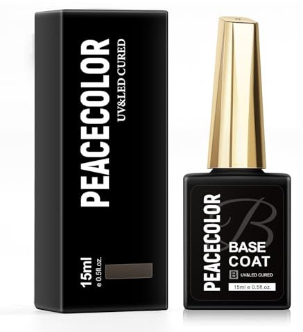 PEACECOLOR Base Coat Vernis Semi Permanent 15ML Soak Off UV/LED Gel UV Vernis à Ongles Base Coat Semi Permanent pour Salons de Manucure et DIY Home