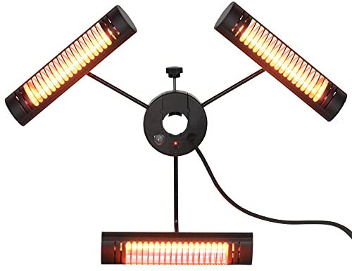 Outsunny Calefactor Eléctrico Exterior 1000W/2000W/3000W Estufa de Infrarrojos de Aleación de Aluminio con Mando a Distancia Protección IPX5 para Jardín Sombrilla Gazebo Ø87x22 cm Negro