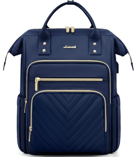 LOVEVOOK Rucksack Damen 15,6 Zoll, Wasserdicht Schulrucksack Mädchen mit Laptopfach, Elegant Arbeitstasche Lehrertasche Reiserucksack Tagesrucksäcke, Backpack Women für Reise Uni Büro, Marineblau
