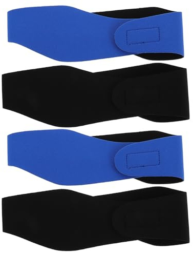 FOMIYES Lot de 4 Bandeaux de Natation Étanches en Matériau de Plongée Protection D’Oreilles Ajustable pour Adultes et Garçon et Filles pour Natation Surf Couleurs Noir et Bleu Taille