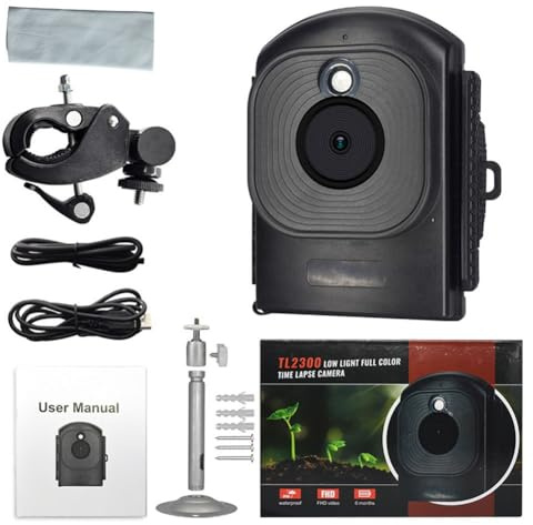 MoSundi Zeitraffer-Kamera mit LED Low Light und IP66 Wasserdicht für Outdoor Zeitrafferfotografie, Schwarz