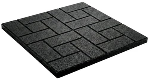 Floordirekt Fallschutzmatte - 50 x 50 x 25 mm - Schwarz - wetterfeste Bodenschutzmatte - Gummimatte in Pflasterstein-Optik - Paving Tile