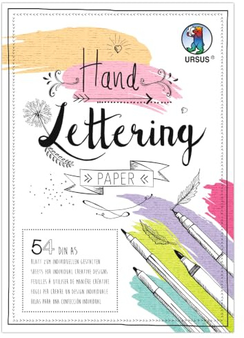 Ursus 2499 92 99 - Papel de lettering a mano Structure, 54 hojas, DIN A5, 220 g/m², en 27 colores, papel para manualidades para personalizar, bricolaje y decoración