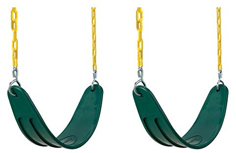 Swing-N-Slide WS 4773 Extreme Heavy Duty Swing Seat Set Outdoor Playground Swings with Coated Chains & Quick Links, Green, Pack of 2