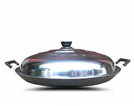 ZXFDMSWJ Padella Wok in Ghisa Grande Padella Antiaderente Vintage da 60 cm Padella in Ghisa di Grandi Dimensioni Pentola per Uso Domestico Wok Infinito Non Rivestito,50 cm