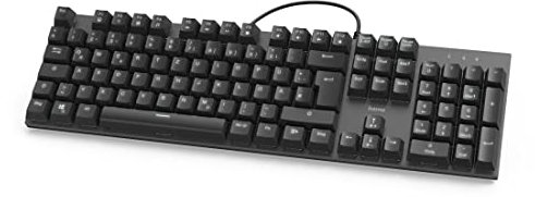 Hama mechanische Tastatur (leise Tastatur, mit Hintergrundbeleuchtung, Tastatur, Tastatur kabelgebunden, Tastatur mechanisch, ergonomische Tasten, PC Tastatur, Tastatur USB) schwarz-anthrazit