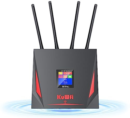 KuWFi mobile 4G LTE router wifi con SIM, supporto LTE-TDD/FDD 300Mbps antenna ad alta velocità per lavorare per la rete 4G wireless, supporto 3 Italia/Vodafone, Port Forwarding/DMZ