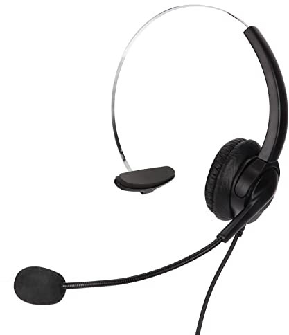 Cyrank Auriculares Mono para Centro De Llamadas, Auriculares para Teléfono De 3,5 Mm con Micrófono con Cancelación De Ruido Auriculares Comerciales De Una Sola Cara Ajustables
