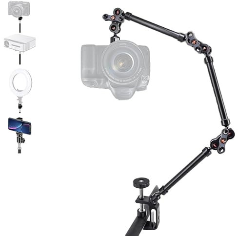 NEWFUN Magic Arm, Brazo Magico, Brazo Articulado Trípode de Mesa Ajustable con Adaptador de Tornillo de 1/4a 3/8, Magic Arm para Luces LED, Cámaras, Micrófonos, Webcams y Smartphones