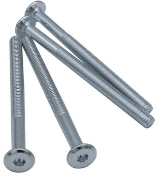 WEAXIO 40 tornillos de cabeza plana M6 x 100 mm, tornillos cilíndricos hexagonales, acero al carbono, cabeza redonda parcial, accionamiento de tornillo Allen para muebles