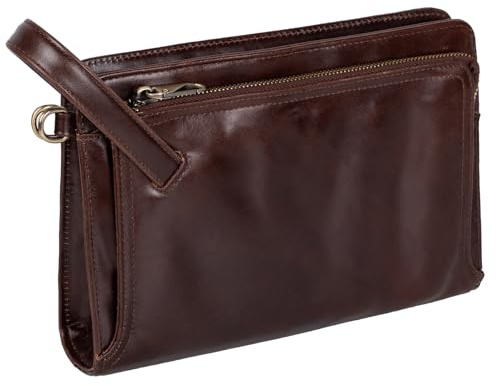 Ariscobull - Leather Clutch for Men - Wrist Bag - Men's wallets - Wrist Bag - 10.3x6.8INCH - Includes dustproof gift bag (Brown)