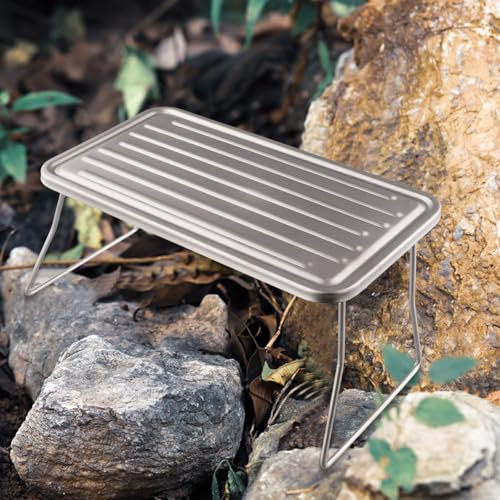 HpLive Barbacoa plegable Campin, ultraligera de titanio, parrilla de barbacoa al aire libre para senderismo, pícnic, portátil, para cocinar y asar