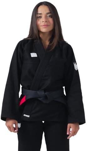 KINGZ Kore V2 Women’s Jiu Jitsu Gi – Black IBJJF Legal, Lightweight Kimono, Reinforced Stitching, Cord Drawstring