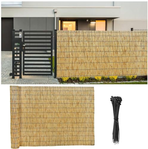 Valla decorativa de bambú para exteriores, rollo de valla natural, resistente a la intemperie, barrera de jardín, balcón, cubierta de privacidad (1,2 x 6 m) - Elegante protección de terraza