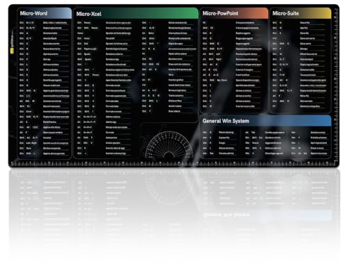 Giallobus - Tappetino scrivania - Scorciatoie da tastiera - Vinile - 90L x 40l cm - 03 - Microffice Suite - ITA - Tappetino mouse, sottomano tavolo pad, copri scrivania antiscivolo