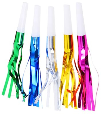 Abaodam Silbatos Metálicos para 18 Piezas Flecos Brillantes Colores Variados, Matracas de Fiesta Ruidosas para Cumpleaños, Juguetes Infantiles para Celebraciones y Eventos Color Aleatorio