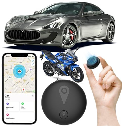 GPS Coche Localizador,Magnética Localizador Oculto Rastreador(Compatible con Android e iOS) IP67 Impermeable sin suscripción eguimiento en Tiempo Real para Vehículos/Moto/Llaves/Maleta/Niños.