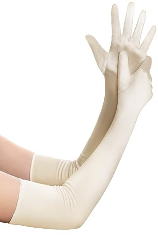 BABEYOND Long Opera Party 1920s Satin Tea Party Gloves Costume Stretchy Adult Size Elbow Length Bridal Gloves