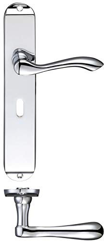 Fulton and Bray Arundel Door Handle on Long Backplate - Lockset - Polished Chrome