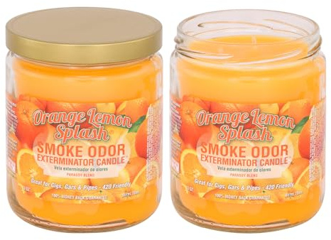 Smoke Odor Exterminator 13oz Jar Candle, Orange Lemon, Pack of 2