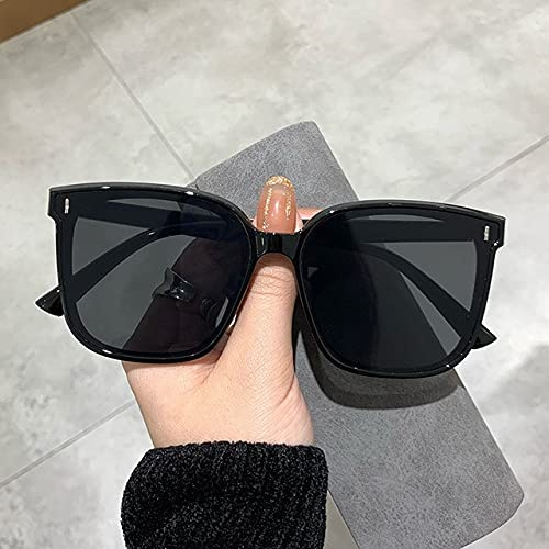 UKKD Sunglasses Retro Square Sunglasses Ladies Oversized Sunglasses Ladies Men Retro Black Sunglasses Uv400