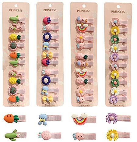 MHwan Haarspangen Mädchen, 40 Stück Blumen, Früchte, Schleifen und Regenbogen Niedlicher Haarschmuck Mädchen, nicht-schädigende Haare Baby Haarspangen, Schöne Lebendige