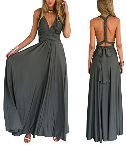 Odizli Vestido de noche largo para mujer, sexy, sin espalda, multivía, envolvente, vestido de fiesta, vestido de dama de honor, vestido de fiesta