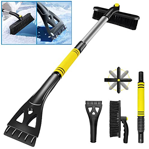 Auto Eiskratzer,2 in 1 Schneebesen mit Eiskratzer,Auto Reinigungsbürste Eiskratzer,Winter Besen Auto,mit rutschfestem Schaumstoffgriff für Autowindschutzscheibe und Fenster, geeignet für LKW und SUV