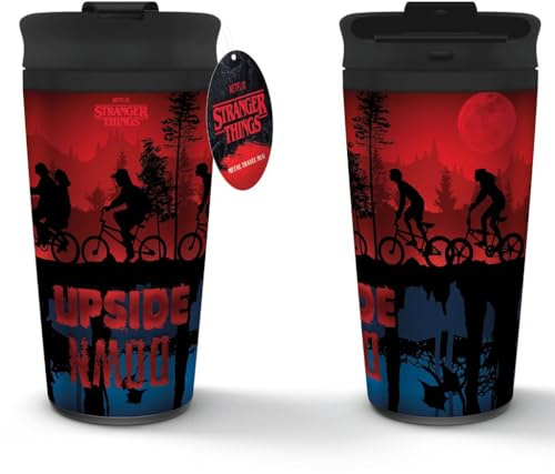 Stranger Things Metal Travel Mug, 450ml/16oz Coffee & Tea Insulated Travel Mug, Official Licenced Merchandise, One Size