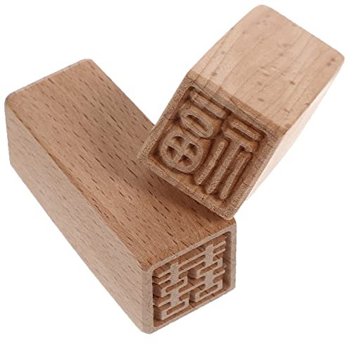 Garneck 2st Siegel Dekoratives Holz Teigstampfer Aus Holz Cookie-dekorationsstempel Formen Zur Dessertherstellung Traditioneller Mondkuchen Kuchen Stempel Fondant Buche Briefmarke Holzform