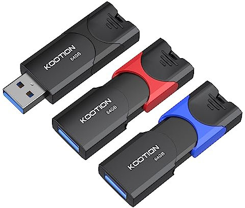 KOOTION Chiavetta USB 64 GB 3 pezzi USB 3.0 USB C Stick Flash Drive Drive Retractable USB Flash Drive Ultra High Speed Memory Stick con indicatore LED per memorizzazione dati